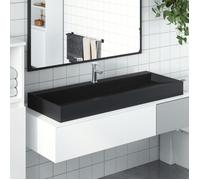vidaXL Vasque 120 x 46 cm – Fonte minérale – Noir mat – Design intemporel