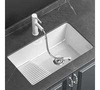 Vasque a Encastrer, avec Planches de Lavage, Lavabo Salle de Bain, Système de Vidange et Robinet Extractible, pour Salle de Bain ou Buanderie(600mm/23.6in)
