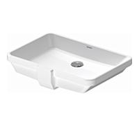 DURAVIT 2nd-floor - Lavabo à encastrer par le dessous 525x350mm sans trous de robinetterie avec trop-plein blanc avec WonderGliss