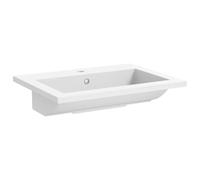 Vasque à Encastrer, Lavabo Encastré Évier Encastrable Salle de Bain en granit 600 x 450 x 120 mm Blanc