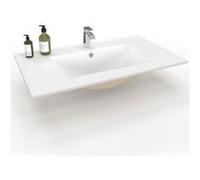 IDMarket - Vasque à encastrer Rectangle en céramique Blanche L. 81 x l. 46 x H. 17 cm