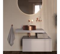 Vasque à poser 38 x 38 x 11 cm Aurum cuivre brossé en acier inoxydable avec bonde sans trop-plein (SATAUR3838BRG)