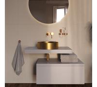 Vasque à poser 38 x 38 x 11 cm Aurum doré brossé en acier inoxydable avec bonde incluse sans trop-plein (SATAUR3838BG)