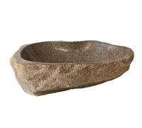 Vasque à Poser - 40 cm - Pierre de Rivière - Marron avec Nuances Rouge - RACOTTA