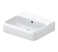 Duravit Qatego vasque à poser 2382502028 50 x 42 cm, blanc brillant HygieneGlaze, sans trou pour robinetterie, avec trop-plein, banc avec trou pour robinetterie, sol