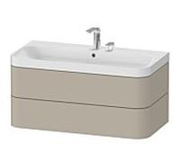 Duravit Happy D.2 Plus c-shaped Set suspendu, 975x490mm, 2 tiroirs, 2 trous pour robinetterie, HP4348E6060, Couleur: Laque mate taupe soie