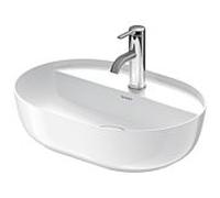 Duravit Luv vasque à poser 50x35cm, sans trop-plein, avec plage de robinetterie, 1 trou pour robinetterie, rectifié, 03805000001, Couleur: Blanc brillant avec Wondergliss