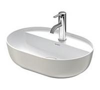 vasque à poser Duravit Luv 0380502300 50x40cm, sol, trou pour 2000 , sans trop-plein, avec rangée de trous pour robinetterie, blanc / gris satiné
