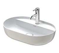Vasque à poser Duravit Luv 03806023001, finition satinée blanc/gris Wondergliss, avec trou pour robinetterie.