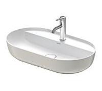 vasque à poser Duravit Luv 0380702300 70x40cm, sol, trou pour 2000 , sans trop-plein, avec rangée de trous pour robinetterie, blanc / gris satiné