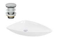 ML-Design Lavabo en Céramique, Blanc, 69x46x13 cm, Forme Triangulaire, Garniture de