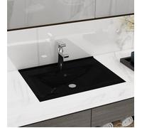 vidaXL Vasque à poser Céramique 60x46 cm Noir - Perçage pour robinetterie