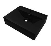 Vasque à poser en céramique noir perçage pour la robinetterie 60x46cm