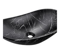 Vasque à Poser en Céramique Noire Marbrée - L 61 X 36 Cm - Gamme Lena