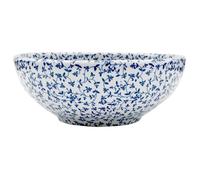 vidaXL Vasque à poser ronde 41x14 cm céramique – Blanc et bleu – Motifs vintage