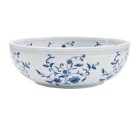 vidaXL - Vasque à poser - Céramique 41×14 cm - Trou de vidange 4,5 cm - Blanc et Bleu