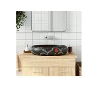 vidaXL Vasque à poser ovale céramique noire 59x40x15 cm – 155082