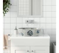Opzetwasbak ovaal 59x40x15 cm keramiek grijs en blauw155093