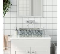 Vasque à Poser Évier Lavabo Toilette Noir Bleu Rectangulaire Céramique vidaXL