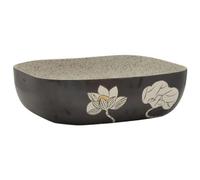 Vasque à Poser, Lavabo à Poser en Céramique Lave Main Salle de Bain gris/noir rectangulaire 48x37,5x13,5cm céramique