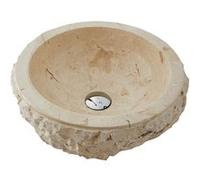 Vasque à poser / lavabo en marbre coloris beige - Diametre 40 x Hauteur 15 cm - PEGANE - Beige G
