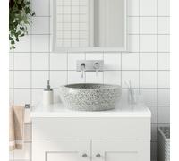 vidaXL Vasque à poser rond Φ41x14 cm céramique blanc et rouge avec trou de vidange