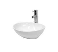 Vasque à Poser Lavabo - Ovale - 410 x 330 x 142 mm - en Céramique - Blanc -