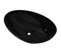 Vasque à poser-Lavabo ovale Céramique 40 x 33 cm Noir ZLH•633778647