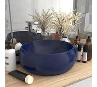 Vasque a Poser,Lavabo rond de luxe Bleu foncé mat 40x15 cm Céramique,Lave Main Angle pour Cuisine, et Toilettes