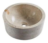 Vasque à poser / lavabo rond en marbre coloris beige - Diametre 40 x Hauteur 15 cm - PEGANE - Beige G