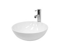 ECD Germany Vasque à Poser Lavabo Salle de Bain - Ø 400x147 mm - en Céramique - Rond - Blanc G