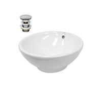 ECD Germany Vasque à Poser Lavabo Salle de Bain - Ø 420x170 mm - en Céramique - Ovale -