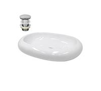 Vasque à Poser Lavabo Salle de Bain - Ø 350 x 120 mm - en Céramique - Rond -