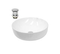 Vasque à Poser Lavabo Salle de Bain - Ø 400x400x135 mm - en Céramique - Rond -