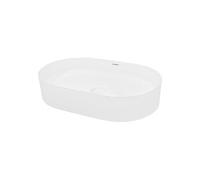 ECD Germany Vasque à Poser Lavabo Salle de Bain - 605 x 380 x 125 mm - en Céramique - Ovale - Blanc - Lave Mains Évier à Poser sur