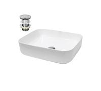 ECD Germany Vasque à Poser Lavabo Salle de Bain - Rectangulaire - 505 x 395 x 135 mm - en