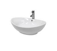 ECD Germany Vasque à Poser Lavabo Suspendu - 590 x 390 x 200 mm - en Céramique - Ovale - Blanc