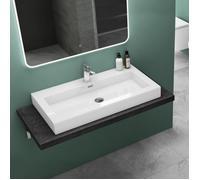 Mai & Mai Vasque à poser lavabo suspendu blanc 90cm résine rectangulaire lave mains avec trop-plein Col18 90x48x10cm