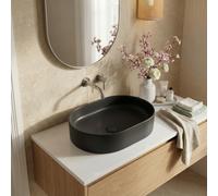 Vasque à poser ovale 50 x 36,5 x 12 cm sans trop-plein noir mat PixL (CEPX5037BKM)