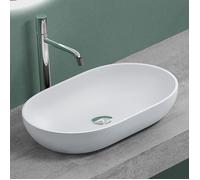 Mai & Mai lavabo vasque à poser forme ovale blanc mat 54x34x10,5cm en fonte minérale nouveau matériau Col808