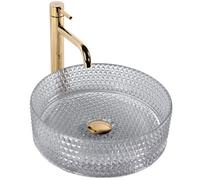 Rea Vasque à poser Lavabo de salle de bain gris clair 355 x 355 x 115 mm en verre (transparent)