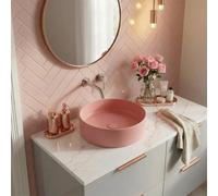 Vasque à poser ronde 36 cm hauteur 12,5 cm sans trop-plein rose mat PixL (CEPX3636PM)