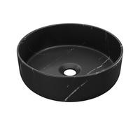 Vasque à poser ronde noire effet marbre en céramique - 36 cm - VIAMARBA Noir