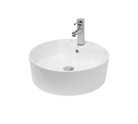 ECD Germany Vasque à Poser Salle de Bain - 460 x 460 mm x 155 mm - en Céramique - Rond - Blanc
