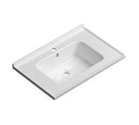 Vasque à Poser Salle de Bain Luxueuse en Céramique - Lavabo de Salle de Bain Semi-Encastré - Lavabo de Salle de Bain - Un Trou de Robinet avec Trop-Plein(71x47cm/28.0x18.5in)