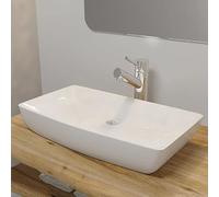 Vasque à Poser Salle de Bain with Céramique, Design Rectangulaire, Lavabo Salle de Bain, Meuble Vasque Salle de Bain, Lave Main, Blanc, 710 x 380 x 135 mm