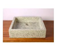 Vasque à poser timbre crème moucheté carrée en Terrazzo pour salle de bain