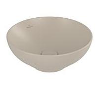 Vasque à poser Villeroy & Boch Loop & friends 4A4500AM Ø 38 cm, sans plage de robinetterie, avec trop-plein, finition CeramicPlus amande