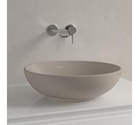 Vasque à poser Villeroy & Boch Loop & friends 4A4600AM Ø 42 cm, sans perçage pour robinetterie, avec trop-plein, finition amande C-plus