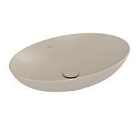 Vasque à poser Villeroy & Boch Loop & friends 4A4800AM 62x42cm, ovale, sans plage de robinetterie, avec trop-plein, finition amande CeramicPlus